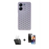MARSİLYAN™- Redmi 13C Kılıf Zirve Form - Siyah 3D Antistatik Mat Seramik Nano Ekran Koruyucu + Kamera Lens Koruma Cam - SF