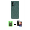 MARSİLYAN™- Redmi 13C Kılıf Zirve Form - Siyah 3D Antistatik Mat Seramik Nano Ekran Koruyucu + Raze Metal Kamera Lens - SH