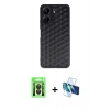 MARSİLYAN™- Redmi 13C Kılıf Zirve Form - Siyah 3D Antistatik Seramik Nano Ekran Koruyucu + Raze Metal Kamera Lens - SH