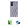 MARSİLYAN™- Redmi 13C Kılıf Zirve Form - Siyah 3D Antistatik Seramik Nano Ekran Koruyucu + Raze Metal Kamera Lens - SH