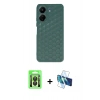 MARSİLYAN™- Redmi 13C Kılıf Zirve Form - Siyah 3D Antistatik Seramik Nano Ekran Koruyucu + Raze Metal Kamera Lens - SH