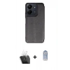 MARSİLYAN™- Redmi 13C Kılıf Zirve Yansıma Serisi - Siyah Joko Magic 5D Cam + Kamera Lens Koruma Cam - SF