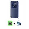 MARSİLYAN™- Redmi 14C Kılıf Eksen Form Prime - Siyah 3D Antistatik Seramik Nano Ekran Koruyucu + Raze Metal Kamera Lens - GS