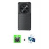 MARSİLYAN™- Redmi 14C Kılıf Eksen Form Prime - Siyah 3D Antistatik Seramik Nano Ekran Koruyucu + Raze Metal Kamera Lens - GS