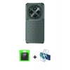 MARSİLYAN™- Redmi 14C Kılıf Eksen Form Prime - Siyah 3D Antistatik Seramik Nano Ekran Koruyucu + Raze Metal Kamera Lens - SH