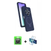 MARSİLYAN™- Redmi 14C Kılıf İz Işık Koleksiyonu - Siyah 3D Antistatik Cam Ekran Koruyucu + Raze Metal Kamera Lens - GS