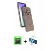 MARSİLYAN™- Redmi 14C Kılıf İz Işık Koleksiyonu - Siyah 3D Antistatik Cam Ekran Koruyucu + Raze Metal Kamera Lens - GS