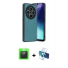 MARSİLYAN™- Redmi 14C Kılıf Kıvılcım Işık Serisi - Siyah 3D Antistatik Cam Ekran Koruyucu + Raze Metal Kamera Lens - SH