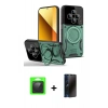 MARSİLYAN™- Redmi 14C Kılıf Kıvılcım Modern Serisi - Siyah 3D Antistatik Hayalet Cam Ekran Koruyucu + Raze Metal Kamera Lens - SH