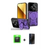 MARSİLYAN™- Redmi 14C Kılıf Kıvılcım Modern Serisi - Siyah 3D Antistatik Hayalet Cam Ekran Koruyucu + Raze Metal Kamera Lens - SH