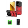 MARSİLYAN™- Redmi 14C Kılıf Kıvılcım Modern Serisi - Siyah 3D Antistatik Hayalet Cam Ekran Koruyucu + Raze Metal Kamera Lens - SH