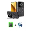 MARSİLYAN™- Redmi 14C Kılıf Kıvılcım Modern Serisi - Siyah 3D Antistatik Seramik Nano Ekran Koruyucu + Raze Metal Kamera Lens - GS