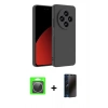 MARSİLYAN™- Redmi 14C Kılıf Kozmos Yansıma Özel Seri - Siyah 3D Antistatik Hayalet Cam Ekran Koruyucu + Raze Metal Kamera Lens - GS
