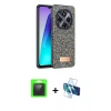 MARSİLYAN™- Redmi 14C Kılıf Vadi Klasik Serisi - Siyah 3D Antistatik Seramik Nano Ekran Koruyucu + Raze Metal Kamera Lens - SH