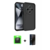 MARSİLYAN™- Redmi 14C Kılıf Yankı Yansıma Özel Seri - Siyah 3D Antistatik Hayalet Cam Ekran Koruyucu + Raze Metal Kamera Lens - SH
