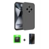 MARSİLYAN™- Redmi 14C Kılıf Yankı Yansıma Özel Seri - Siyah 3D Antistatik Hayalet Cam Ekran Koruyucu + Raze Metal Kamera Lens - SH