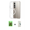 MARSİLYAN™- Redmi 15 4G Kılıf Ahenk Minimal Serisi - Şeffaf Pasifik Cam Ekran Koruyucu + Raze Metal Kamera Lens - SH