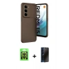 MARSİLYAN™- Redmi 15 4G Kılıf Eksen Form Prime - Siyah 3D Antistatik Hayalet Cam Ekran Koruyucu + Raze Metal Kamera Lens - SH