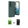 MARSİLYAN™- Redmi 15 4G Kılıf Eksen Form Prime - Siyah 3D Antistatik Hayalet Cam Ekran Koruyucu + Raze Metal Kamera Lens - SH