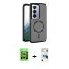 MARSİLYAN™- Redmi 15 4G Kılıf Siluet Minimal Prime - Siyah 3D Antistatik Cam Ekran Koruyucu + Raze Metal Kamera Lens - GS