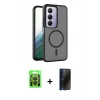 MARSİLYAN™- Redmi 15 4G Kılıf Siluet Minimal Prime - Siyah 3D Antistatik Hayalet Cam Ekran Koruyucu + Raze Metal Kamera Lens - SH
