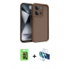 MARSİLYAN™- Redmi 15C 4G Kılıf Yankı Yansıma Özel Seri - Siyah 3D Antistatik Cam Ekran Koruyucu + Raze Metal Kamera Lens - SH