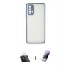 MARSİLYAN™- Redmi 9T Kılıf Ahenk Çizgi Serisi - Şeffaf Pasifik Cam Ekran Koruyucu + Kamera Lens Koruma Cam - SF