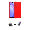 MARSİLYAN™- Redmi 9T Kılıf Ahenk Serisi - Şeffaf Pasifik Cam Ekran Koruyucu + Kamera Lens Koruma Cam - SF
