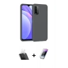 MARSİLYAN™- Redmi 9T Kılıf Ahenk Serisi - Şeffaf Pasifik Cam Ekran Koruyucu + Kamera Lens Koruma Cam - SF