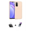 MARSİLYAN™- Redmi 9T Kılıf Ahenk Serisi - Şeffaf Pasifik Cam Ekran Koruyucu + Kamera Lens Koruma Cam - SF