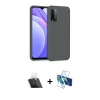 MARSİLYAN™- Redmi 9T Kılıf Ahenk Serisi - Siyah 3D Antistatik Seramik Nano Ekran Koruyucu + Kamera Lens Koruma Cam - SF