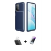 MARSİLYAN™- Redmi 9T Kılıf Eksen Form Prime - Şeffaf Pasifik Cam Ekran Koruyucu + Kamera Lens Koruma Cam - SF