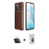 MARSİLYAN™- Redmi 9T Kılıf Eksen Form Prime - Siyah 6D Mat Seramik Hayalet Nano Ekran Koruyucu + Kamera Lens Koruma Cam - SF
