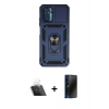 MARSİLYAN™- Redmi Note 10 Kılıf Ahenk Klasik - Siyah 3D Antistatik Hayalet Cam Ekran Koruyucu + Kamera Lens Koruma Cam - SF