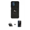 MARSİLYAN™- Redmi Note 10 Kılıf Ahenk Klasik - Siyah 3D Antistatik Hayalet Cam Ekran Koruyucu + Kamera Lens Koruma Cam - SF
