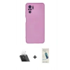 MARSİLYAN™- Redmi Note 10 Kılıf Ahenk Serisi - Şeffaf Pasifik Cam Ekran Koruyucu + Kamera Lens Koruma Cam - SF