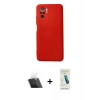 MARSİLYAN™- Redmi Note 10 Kılıf Ahenk Serisi - Şeffaf Pasifik Cam Ekran Koruyucu + Kamera Lens Koruma Cam - SF
