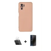 MARSİLYAN™- Redmi Note 10 Kılıf Ahenk Serisi - Siyah 3D Antistatik Hayalet Cam Ekran Koruyucu + Kamera Lens Koruma Cam - SF