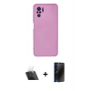 MARSİLYAN™- Redmi Note 10 Kılıf Ahenk Serisi - Siyah 3D Antistatik Hayalet Cam Ekran Koruyucu + Kamera Lens Koruma Cam - SF