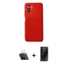 MARSİLYAN™- Redmi Note 10 Kılıf Ahenk Serisi - Siyah 3D Antistatik Hayalet Cam Ekran Koruyucu + Kamera Lens Koruma Cam - SF