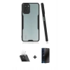 MARSİLYAN™- Redmi Note 10 Kılıf Atlas Asil Serisi - Siyah 3D Antistatik Hayalet Cam Ekran Koruyucu + Kamera Lens Koruma Cam - SF
