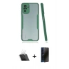 MARSİLYAN™- Redmi Note 10 Kılıf Atlas Asil Serisi - Siyah 3D Antistatik Hayalet Cam Ekran Koruyucu + Kamera Lens Koruma Cam - SF
