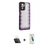 MARSİLYAN™- Redmi Note 10 Kılıf Odak Klasik Serisi - Şeffaf Pasifik Cam Ekran Koruyucu + Kamera Lens Koruma Cam - SF