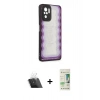 MARSİLYAN™- Redmi Note 10 Kılıf Odak Klasik Serisi - Siyah 20D Premium Cam Ekran Koruyucu + Kamera Lens Koruma Cam - SF