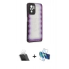 MARSİLYAN™- Redmi Note 10 Kılıf Odak Klasik Serisi - Siyah 3D Antistatik Cam Ekran Koruyucu + Kamera Lens Koruma Cam - SF
