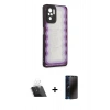 MARSİLYAN™- Redmi Note 10 Kılıf Odak Klasik Serisi - Siyah 3D Antistatik Hayalet Cam Ekran Koruyucu + Kamera Lens Koruma Cam - SF