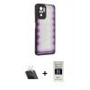 MARSİLYAN™- Redmi Note 10 Kılıf Odak Klasik Serisi - Siyah 5D Hayalet Cam Ekran Koruyucu + Şeffaf Kamera Lens Koruma Cam