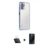 MARSİLYAN™- Redmi Note 10 Kılıf Vadi Minimal - Siyah 3D Antistatik Hayalet Cam Ekran Koruyucu + Kamera Lens Koruma Cam - SF