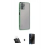 MARSİLYAN™- Redmi Note 10 Kılıf Vadi Minimal - Siyah 3D Antistatik Hayalet Cam Ekran Koruyucu + Kamera Lens Koruma Cam - SF