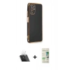 MARSİLYAN™- Redmi Note 10 Kılıf Yankı Serisi - Siyah 20D Premium Cam Ekran Koruyucu + Kamera Lens Koruma Cam - SF
